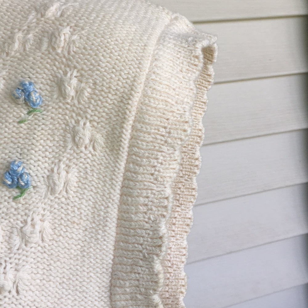 Hand knit embroidered sweater vest sz M cotton high quality vintage - Picture 5 of 10